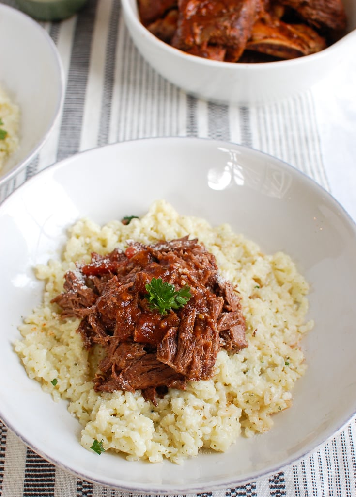 Slow Cooker Italian Short Ribs in a white bowl.