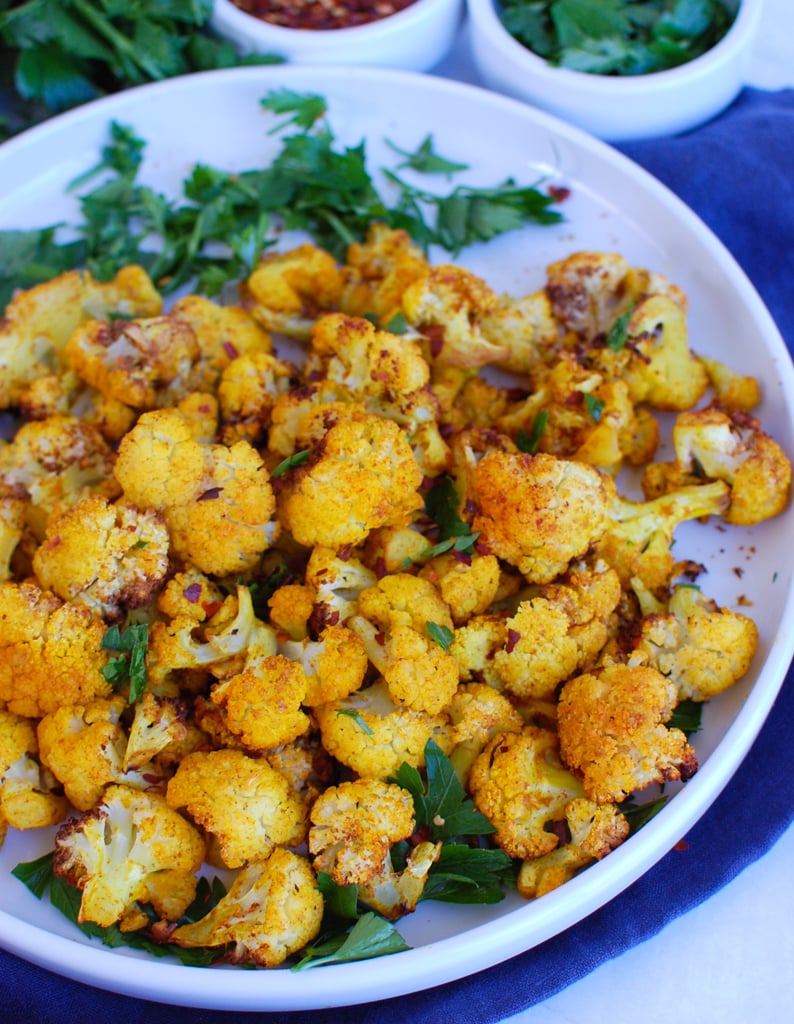 Air Fryer Cauliflower blue napkin