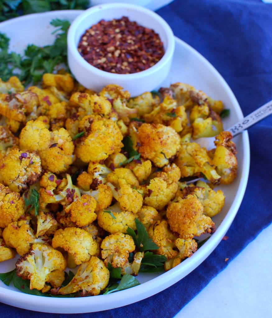 Air Fryer Cauliflower round white plate