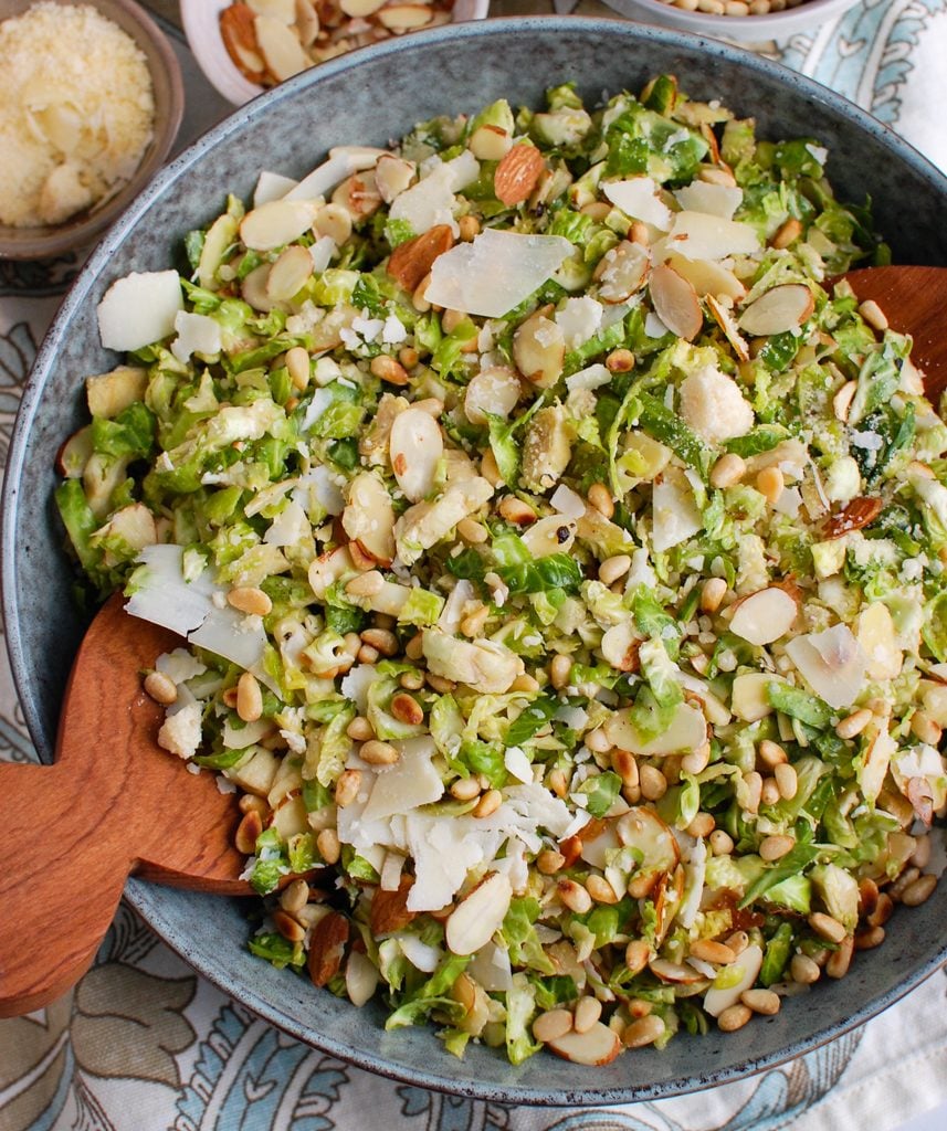 Shaved Brussels Sprouts Salad with pine nuts 