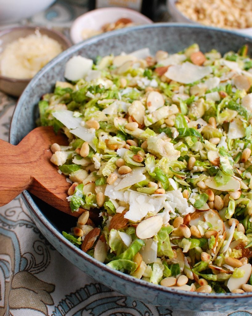 Shaved Brussels Sprouts Salad with cheese 