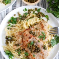 Veal Piccata on white plate