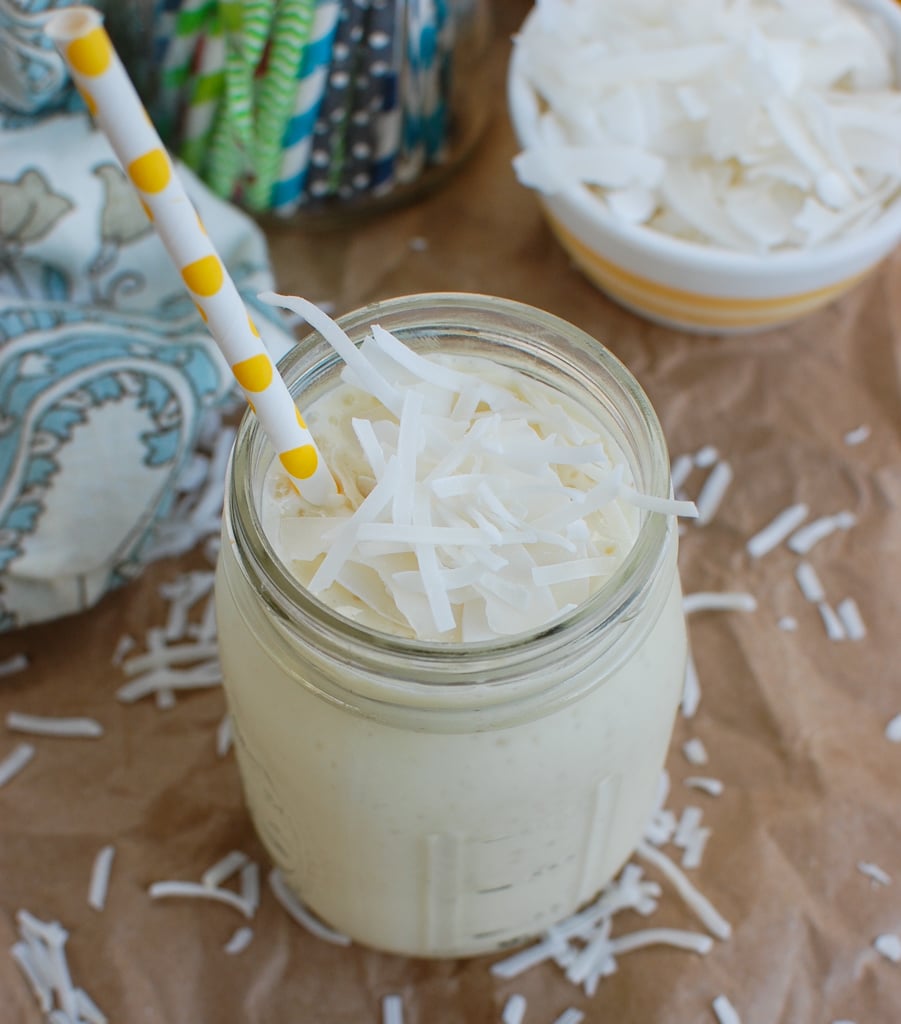 Pineapple Smoothie with straw.