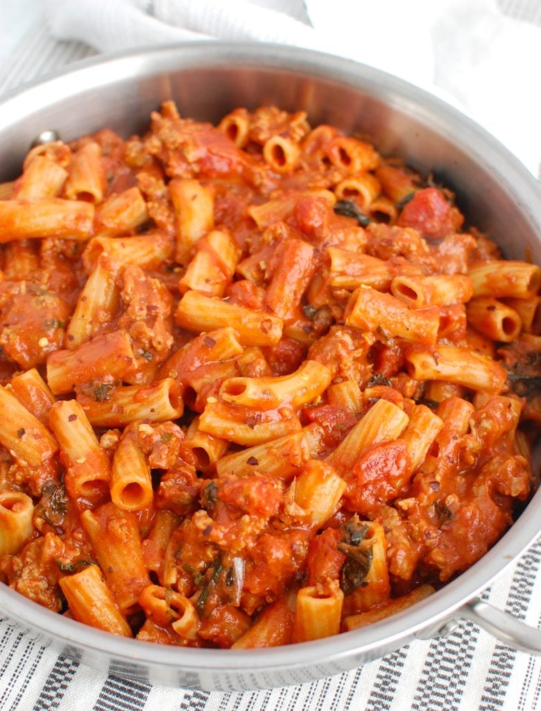 Italian Sausage Pasta in pot 