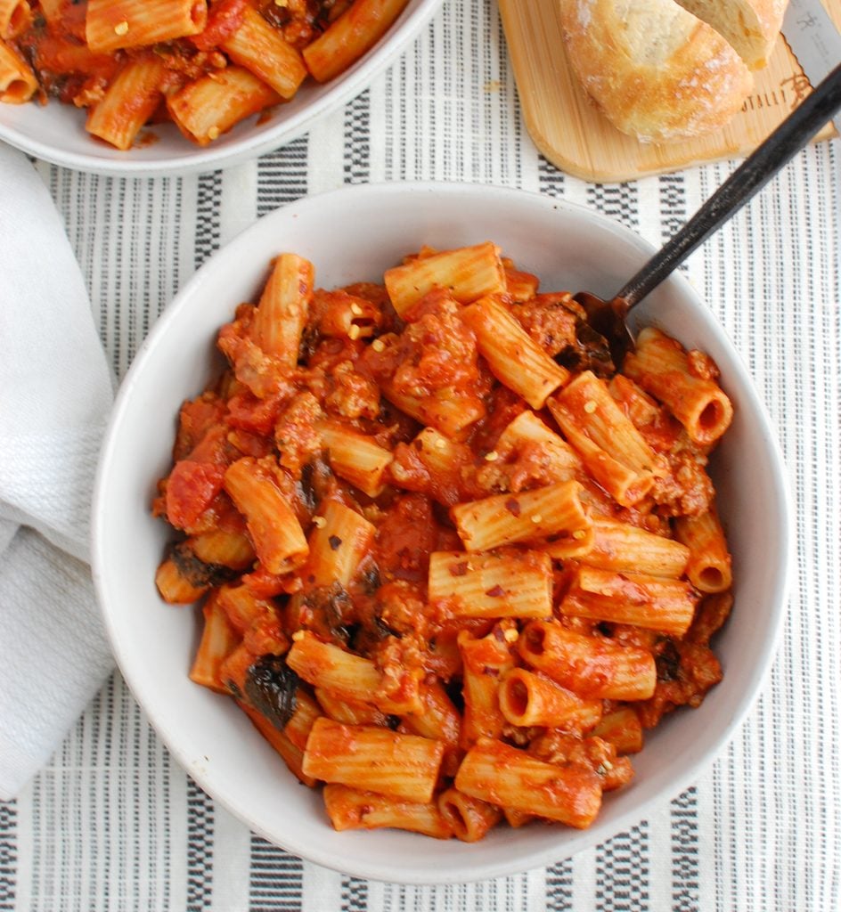 Italian Sausage Pasta with spoon