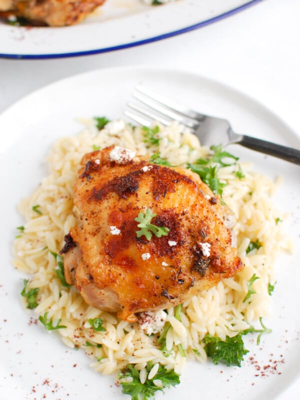 Mediterranean Chicken on a white plate