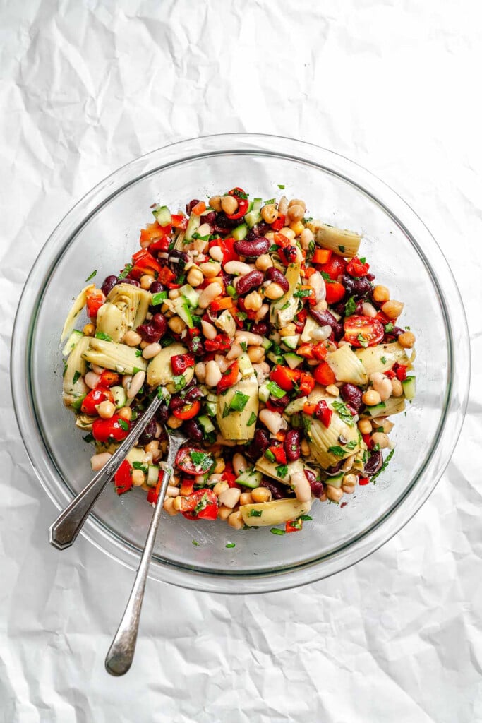 Mediterranean Three Bean Salad salad in a bowl 