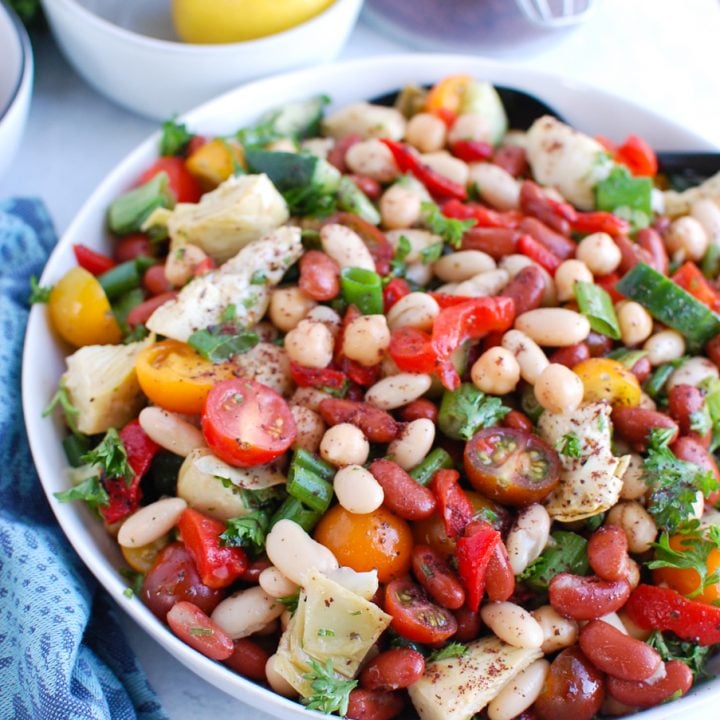 Three Bean Salad with spoon
