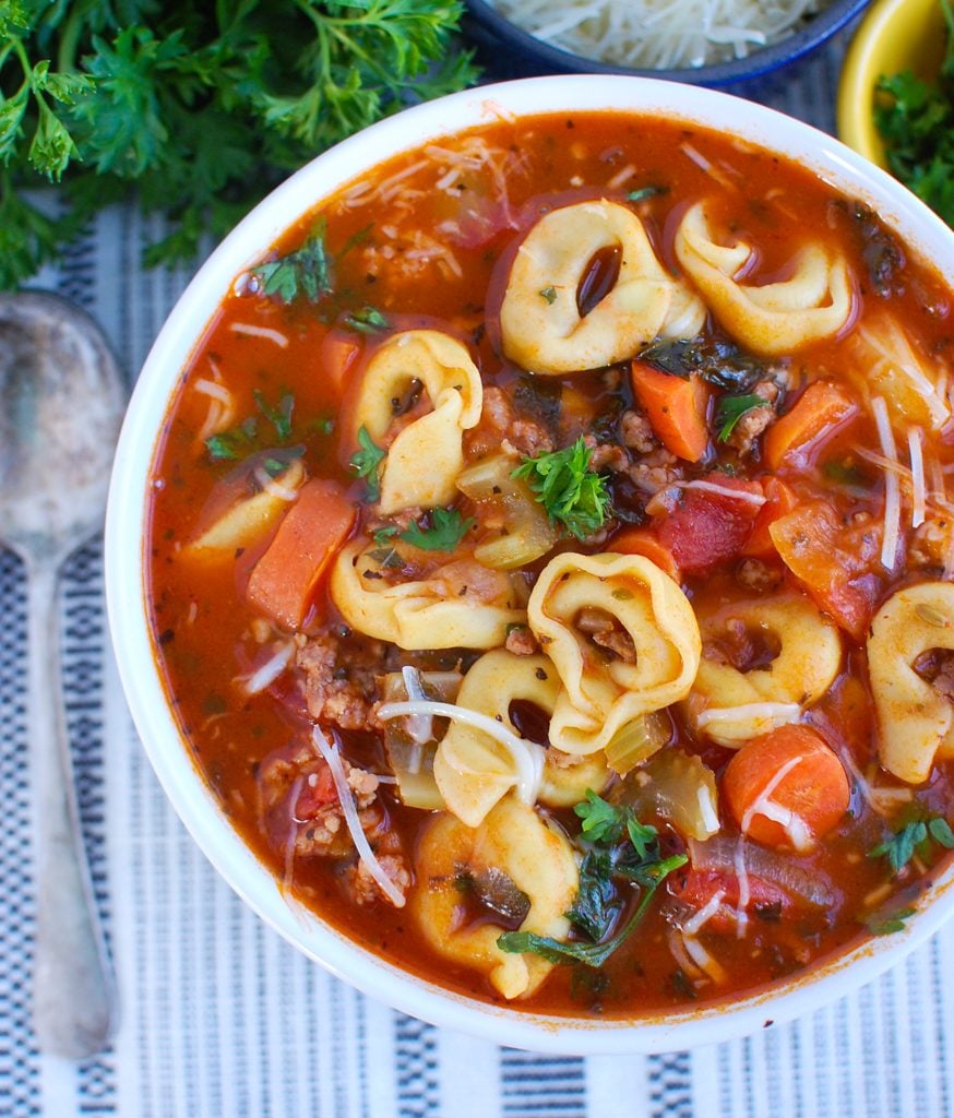 Tortellini Sausage Soup with parsley