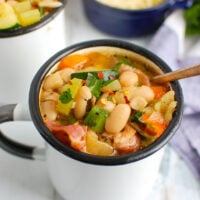 Tuscan Bean Soup in white cup
