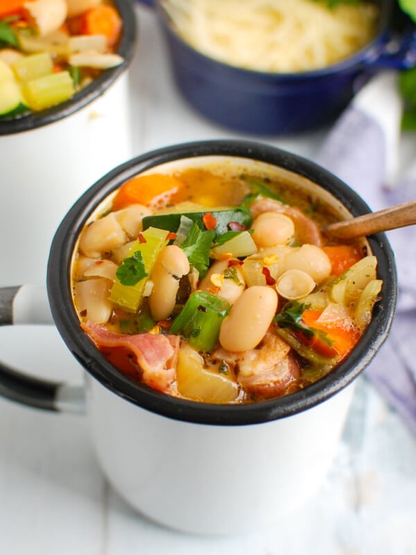 Tuscan Bean Soup in white cup