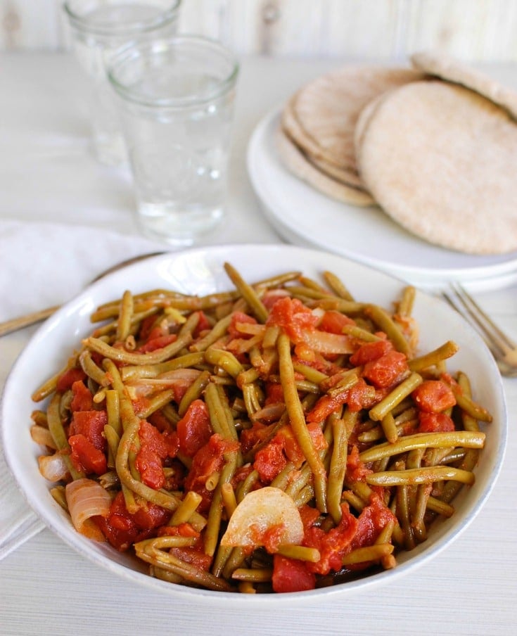 Instant Pot Lebanese Green Beans in a bowl.