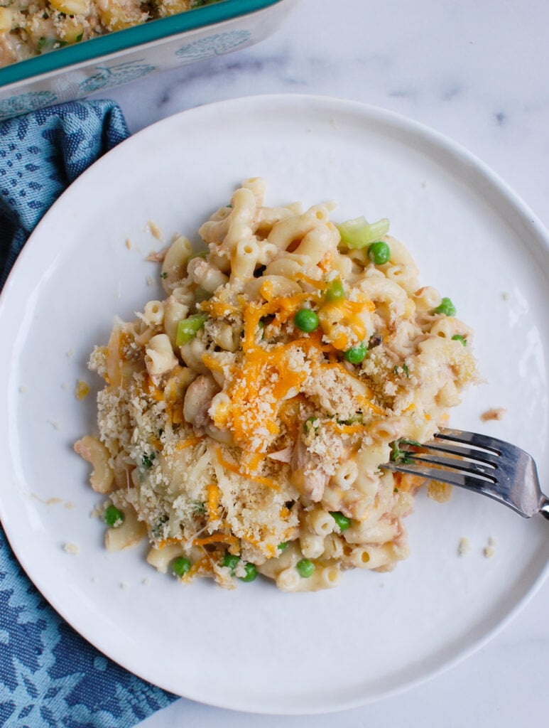 Easy Tuna Noodle Casserole with fork