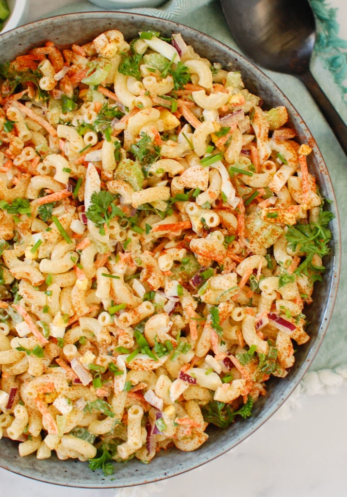 Easy Macaroni Egg Salad in a large bowl 