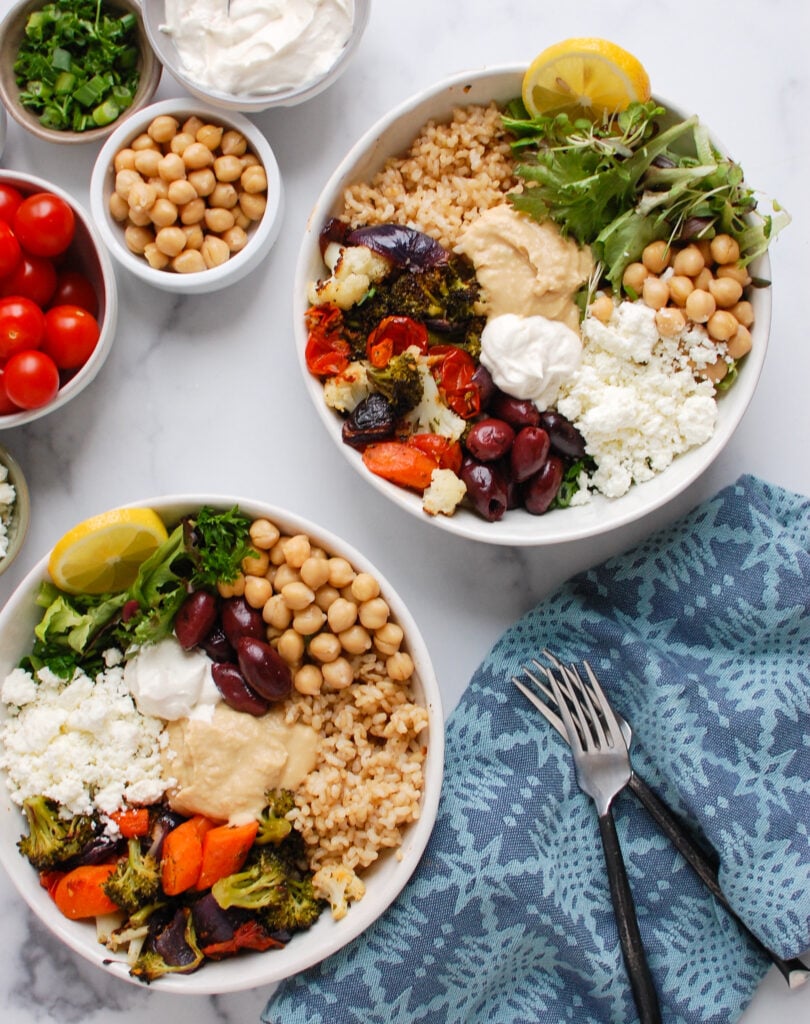 Mediterranean Buddha Bowl two bowls
