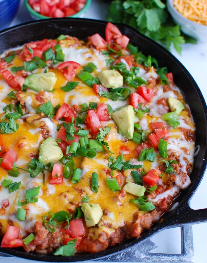 Beef Taco Dip Recipe with spoon