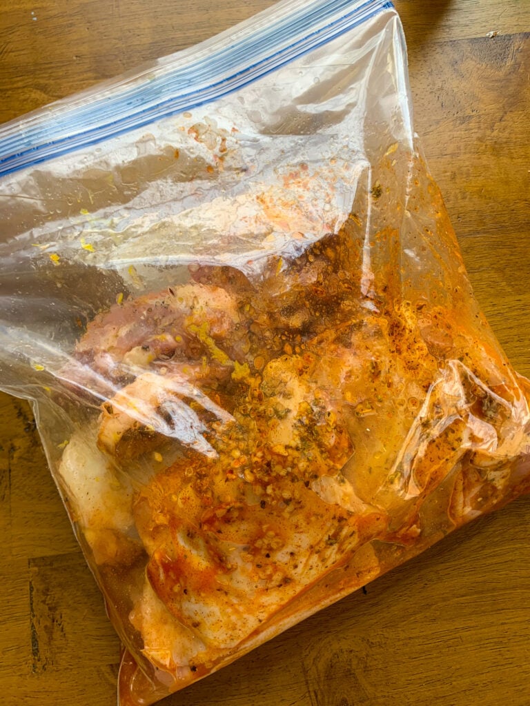 Grilled Chicken Thighs with Greek Marinade in a bag