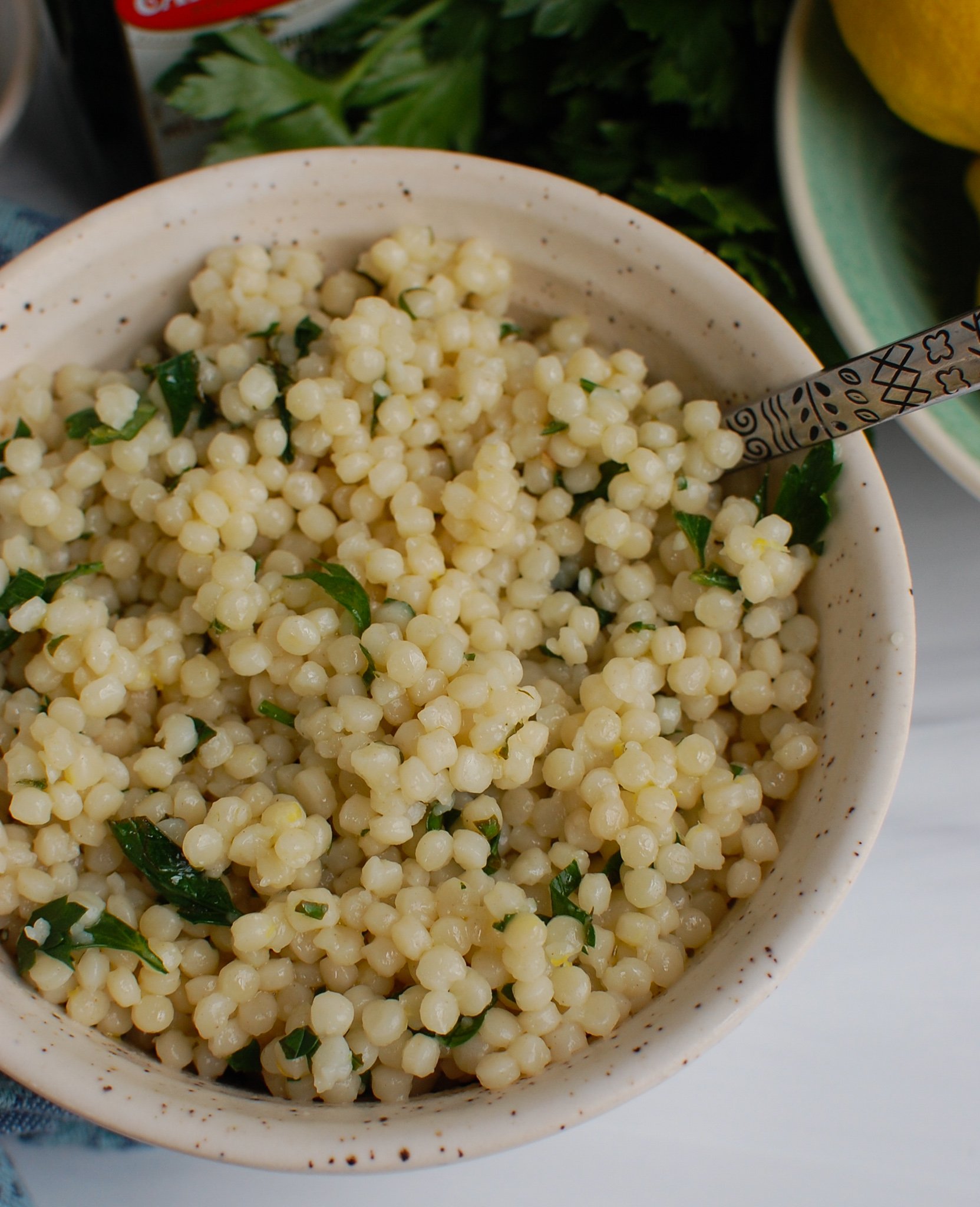 Lemon Pearl Couscous Recipe with lemon.
