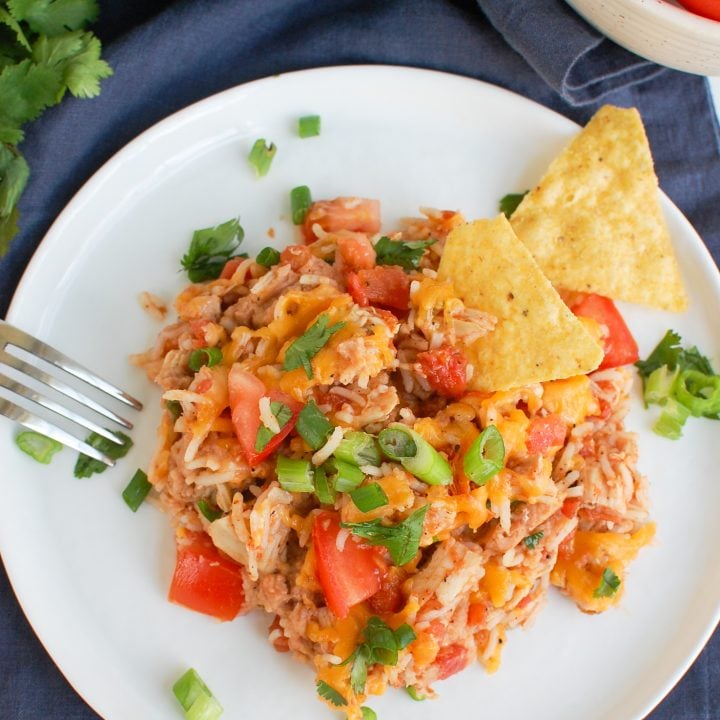 Mexican Chicken Casserole on white plate