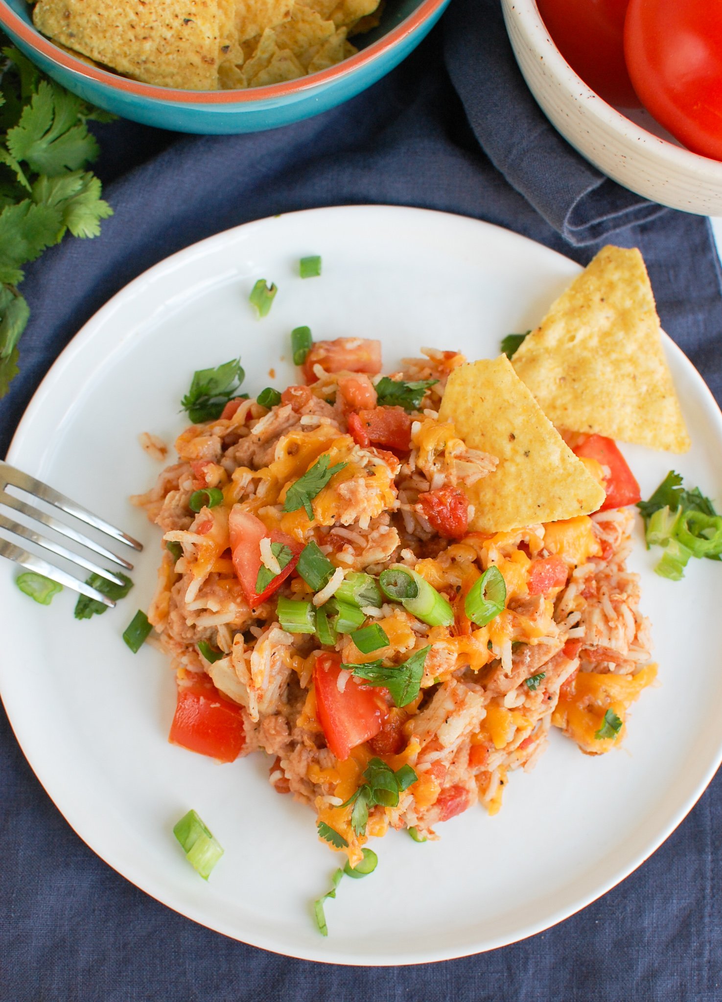 Mexican Chicken Casserole on white plate
