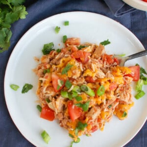 Mexican Chicken Casserole on a white plate