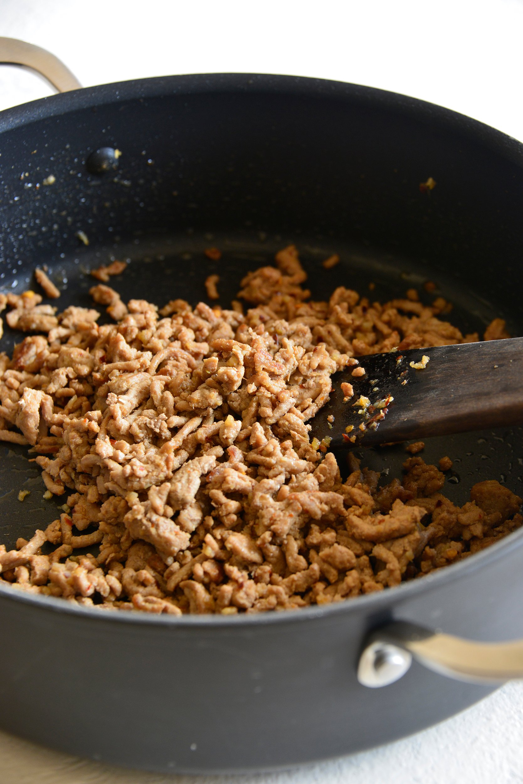 Thai Turkey Lettuce Cups meat in pan