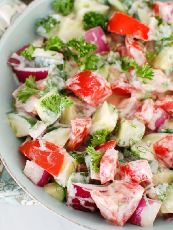 Cucumber Tomato Salad with Yogurt Dressing 1200 x 1200