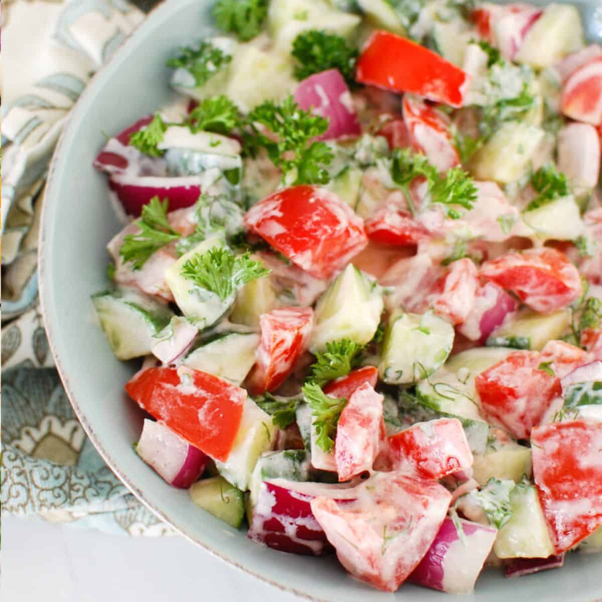 Cucumber Tomato Salad with Yogurt Dressing-image