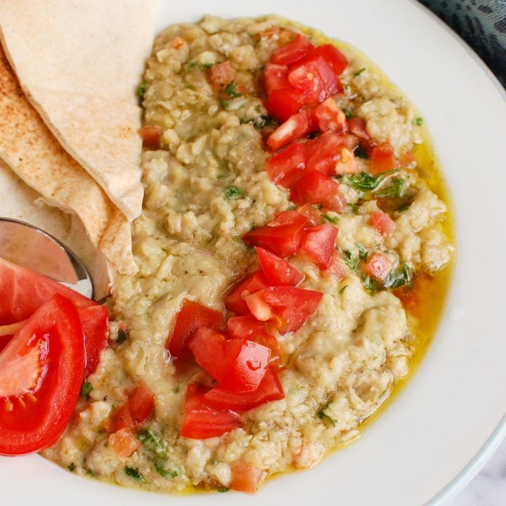 Ful Medames on a white plate
