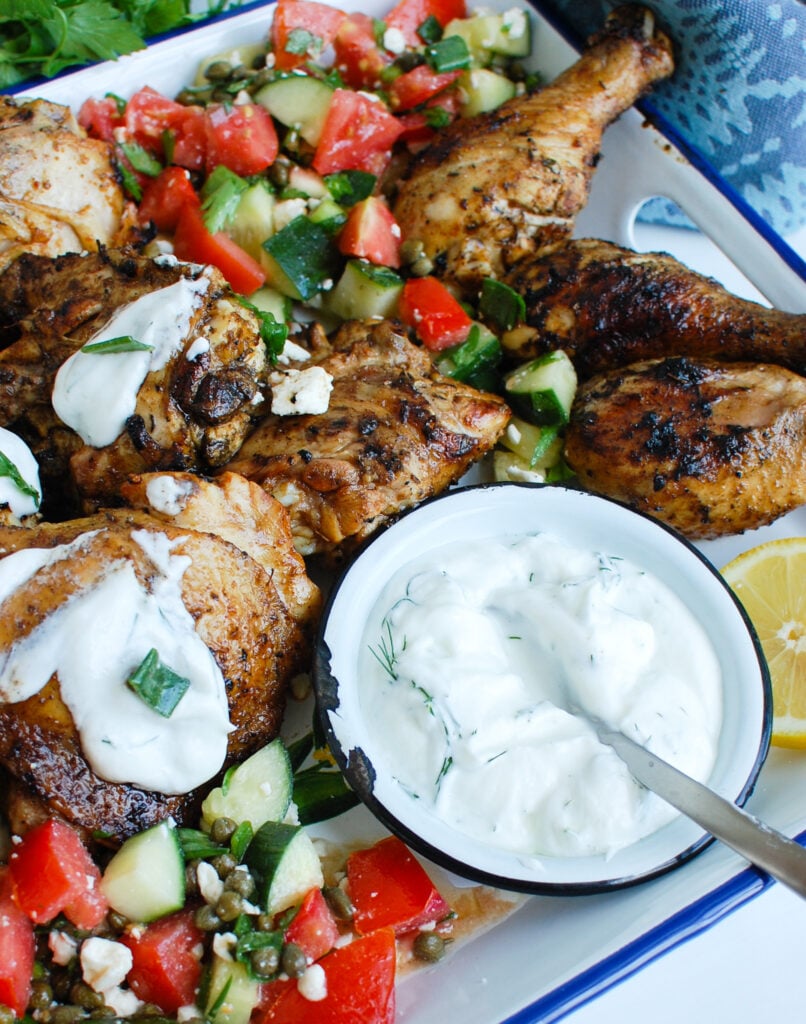 Greek Marinated Chicken with Tzatziki with yogurt sauce