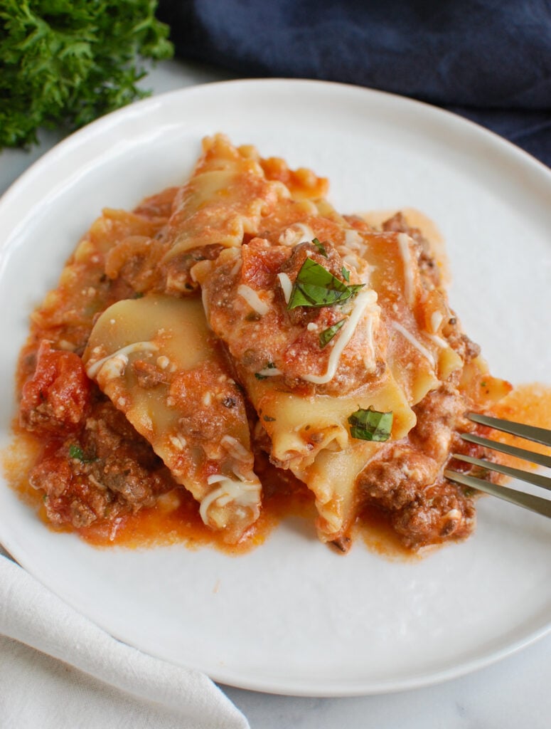Skillet Beef Lasagna on a plate 