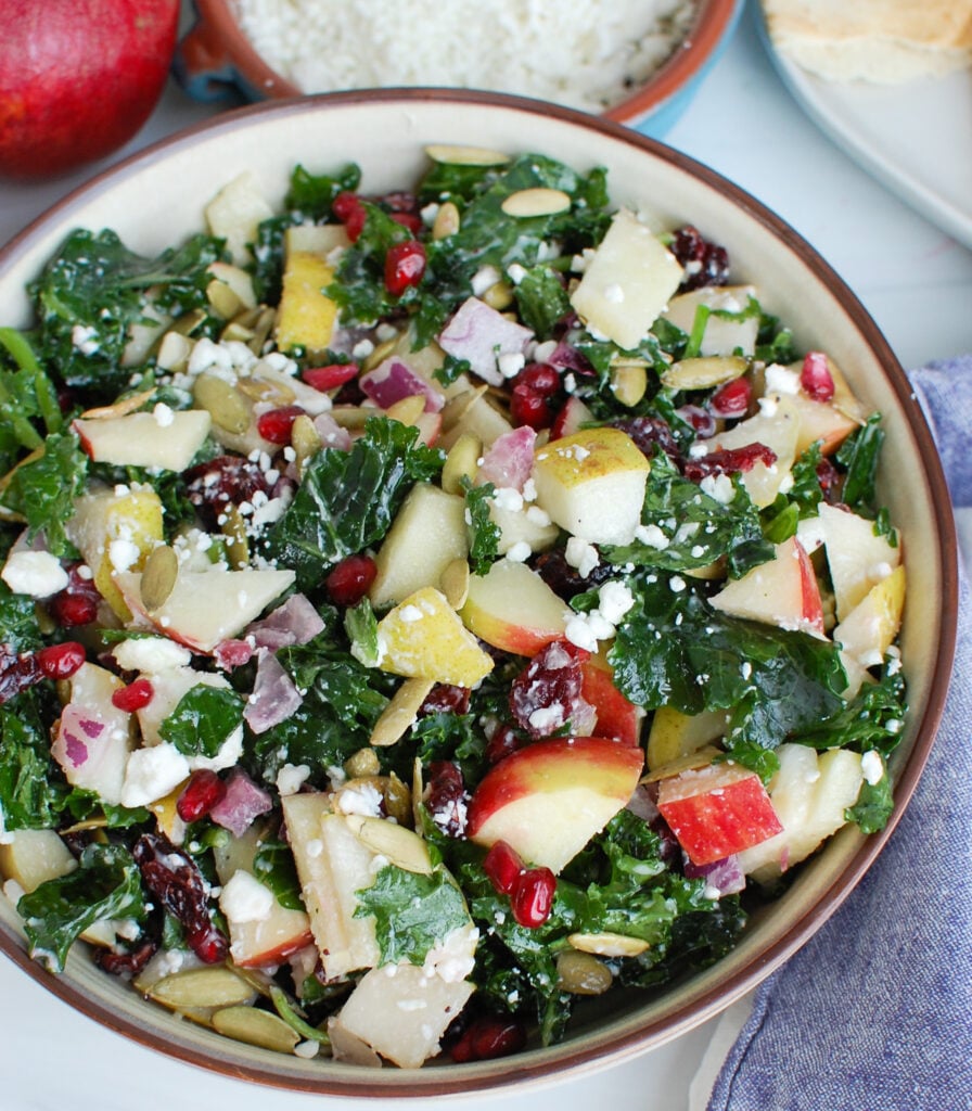 Easy Fall Salad with pomegranate seeds