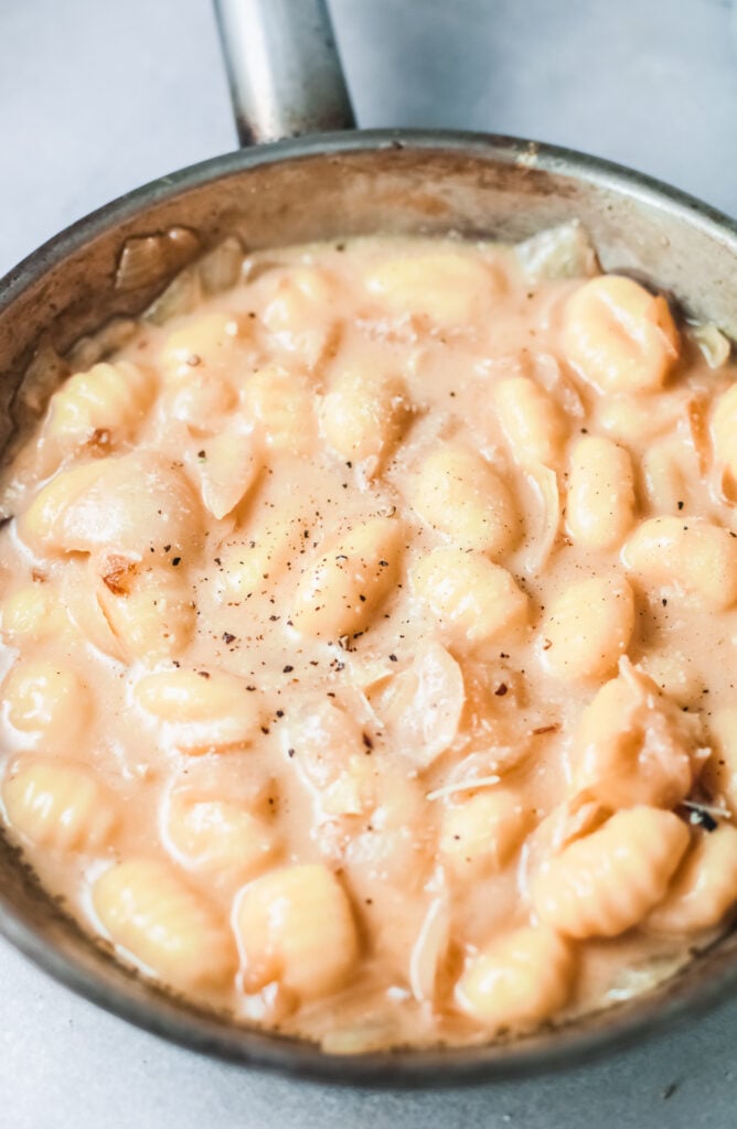 One Pot French Onion Gnocchi with cheese