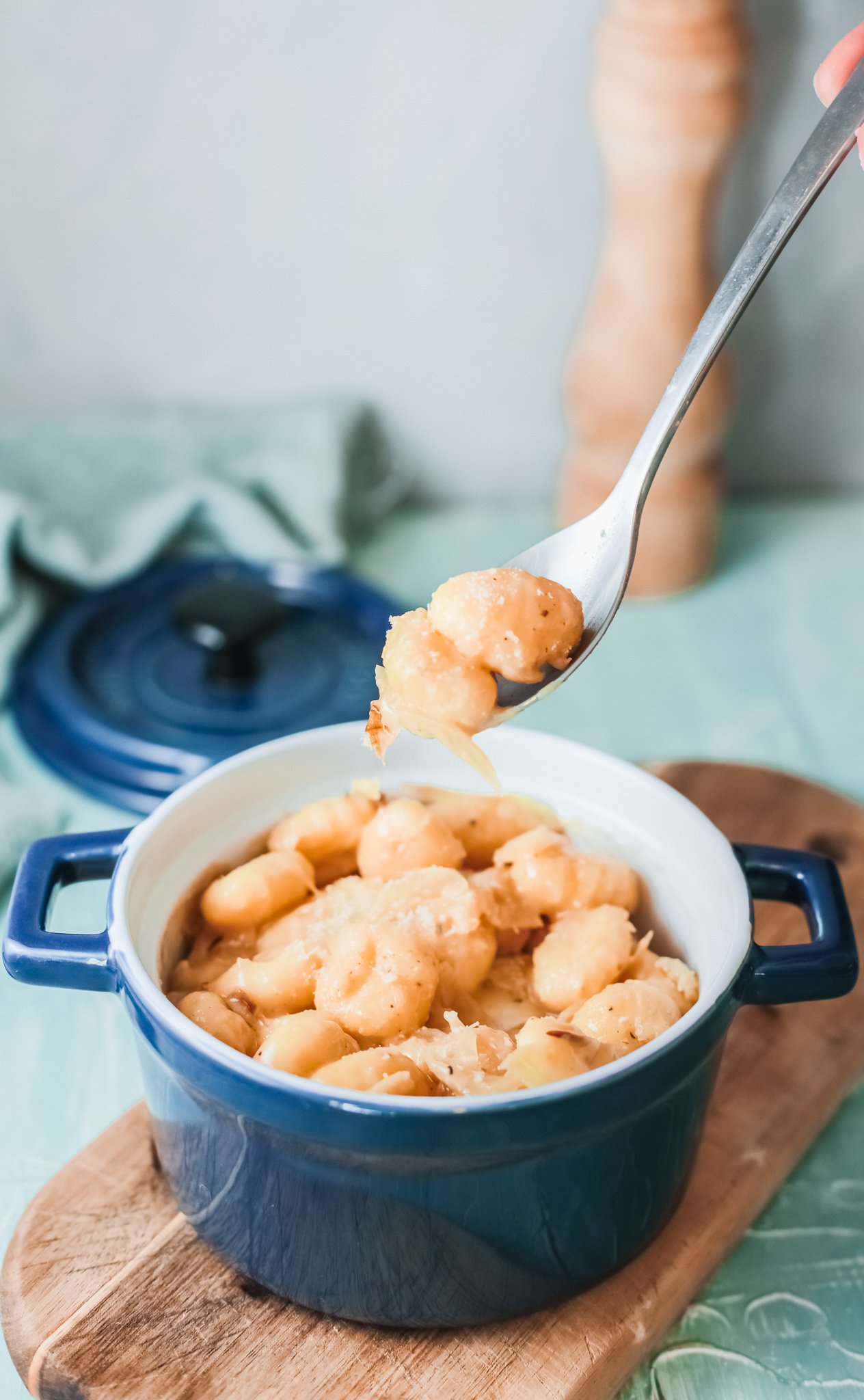One Pot French Onion Gnocchiwith fork