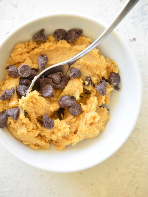 Edible Cookie Dough for One in a white bowl