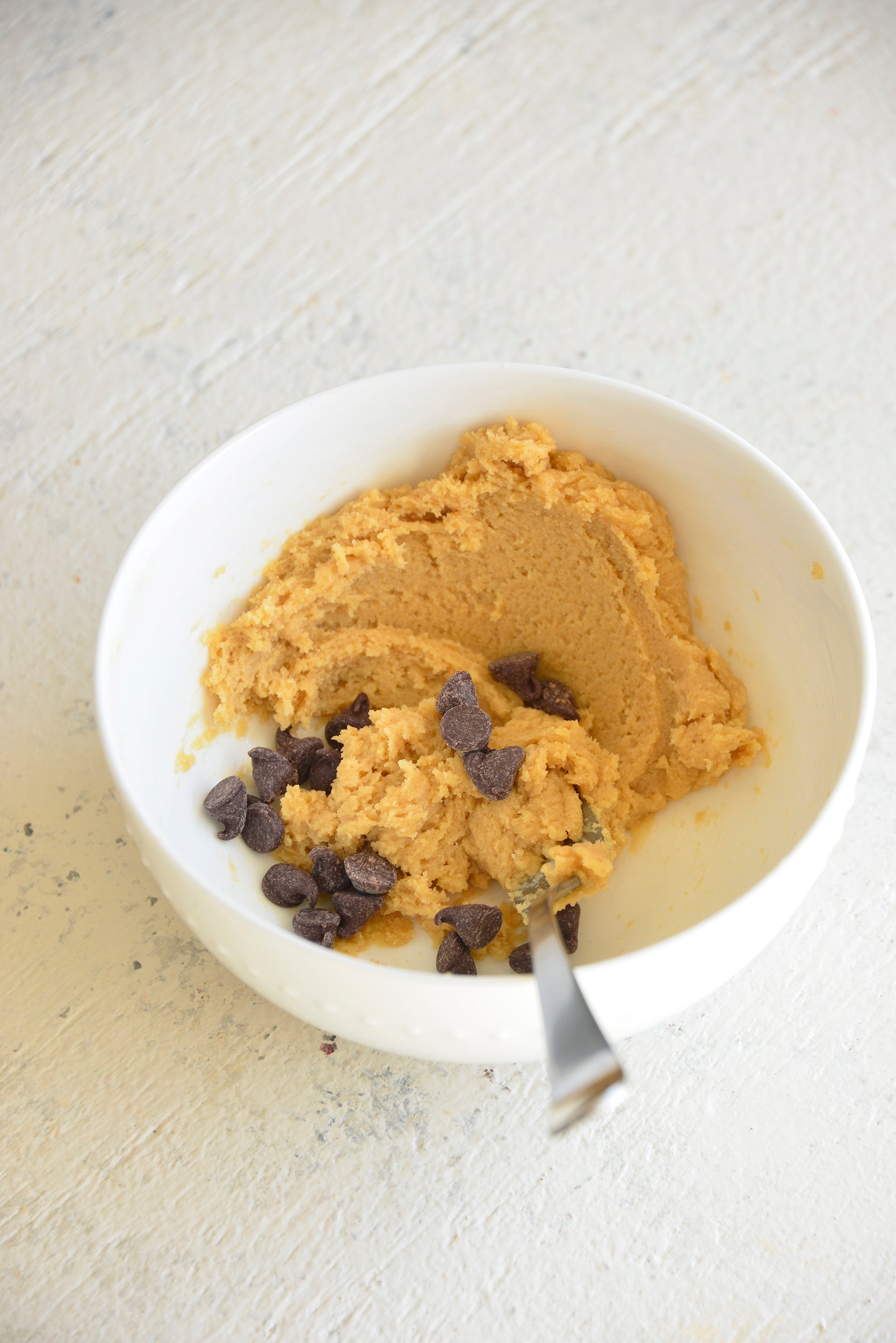Edible Cookie Dough for One with spoon.