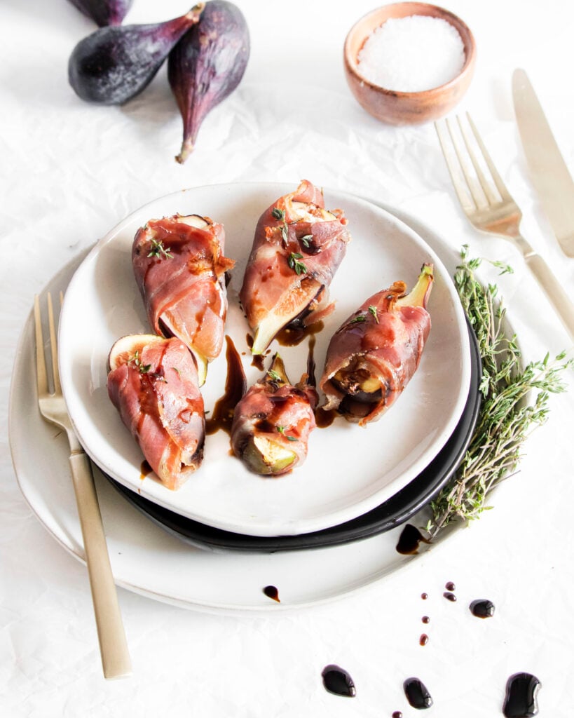 Goat Cheese Figs Wrapped in Prosciutto with balsamic 