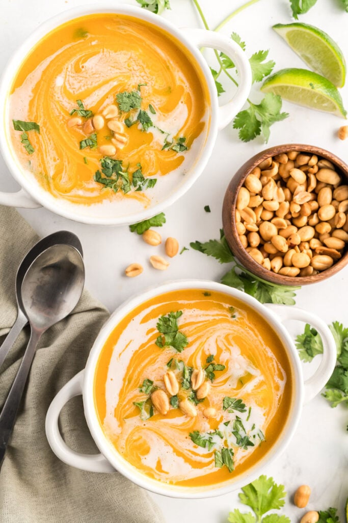 Instant Pot Butternut Squash Soup with peanuts 