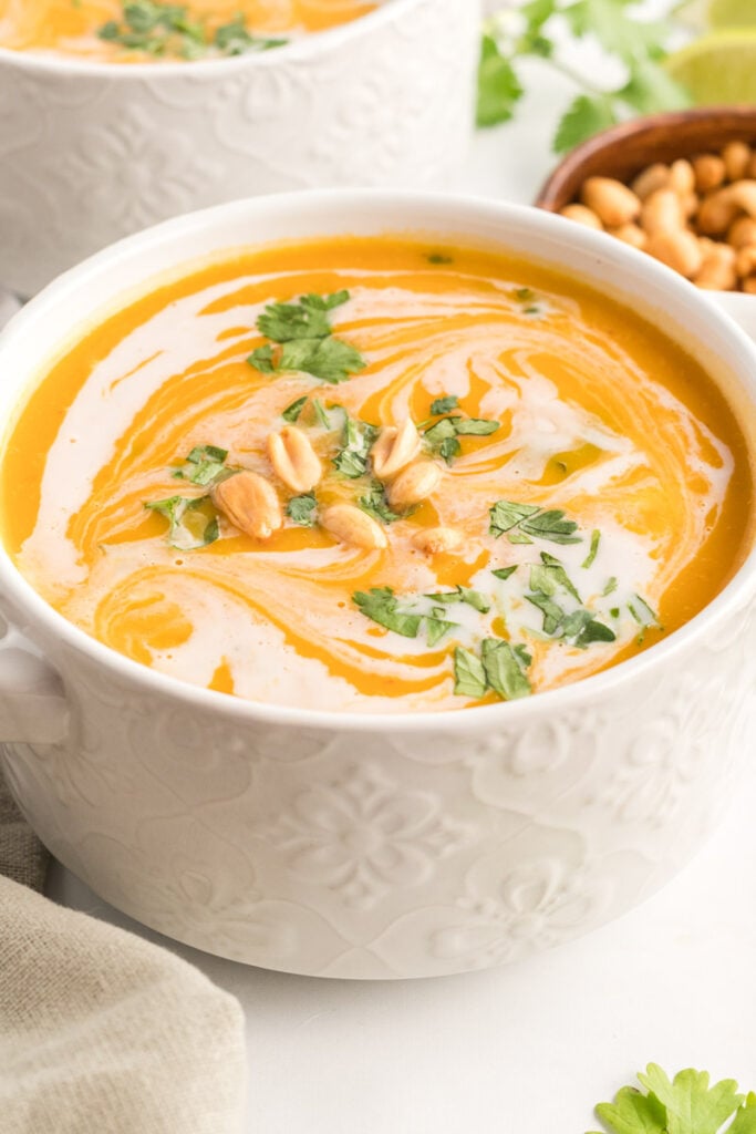 Instant Pot Butternut Squash Soup with cilantro
