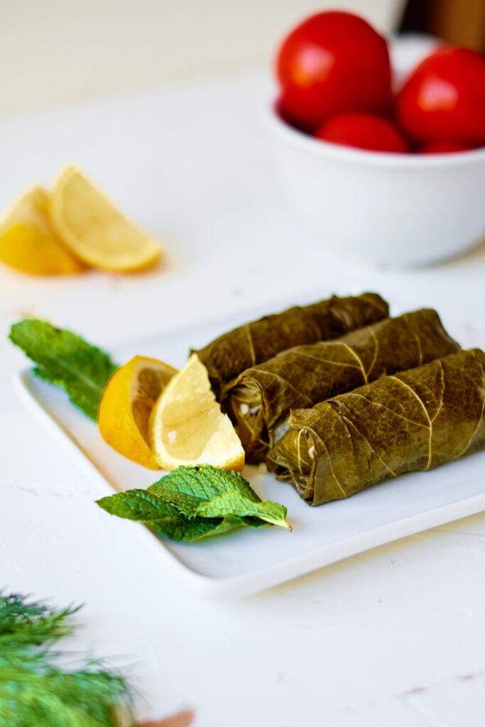 Stuffed Grape Leaves with mint