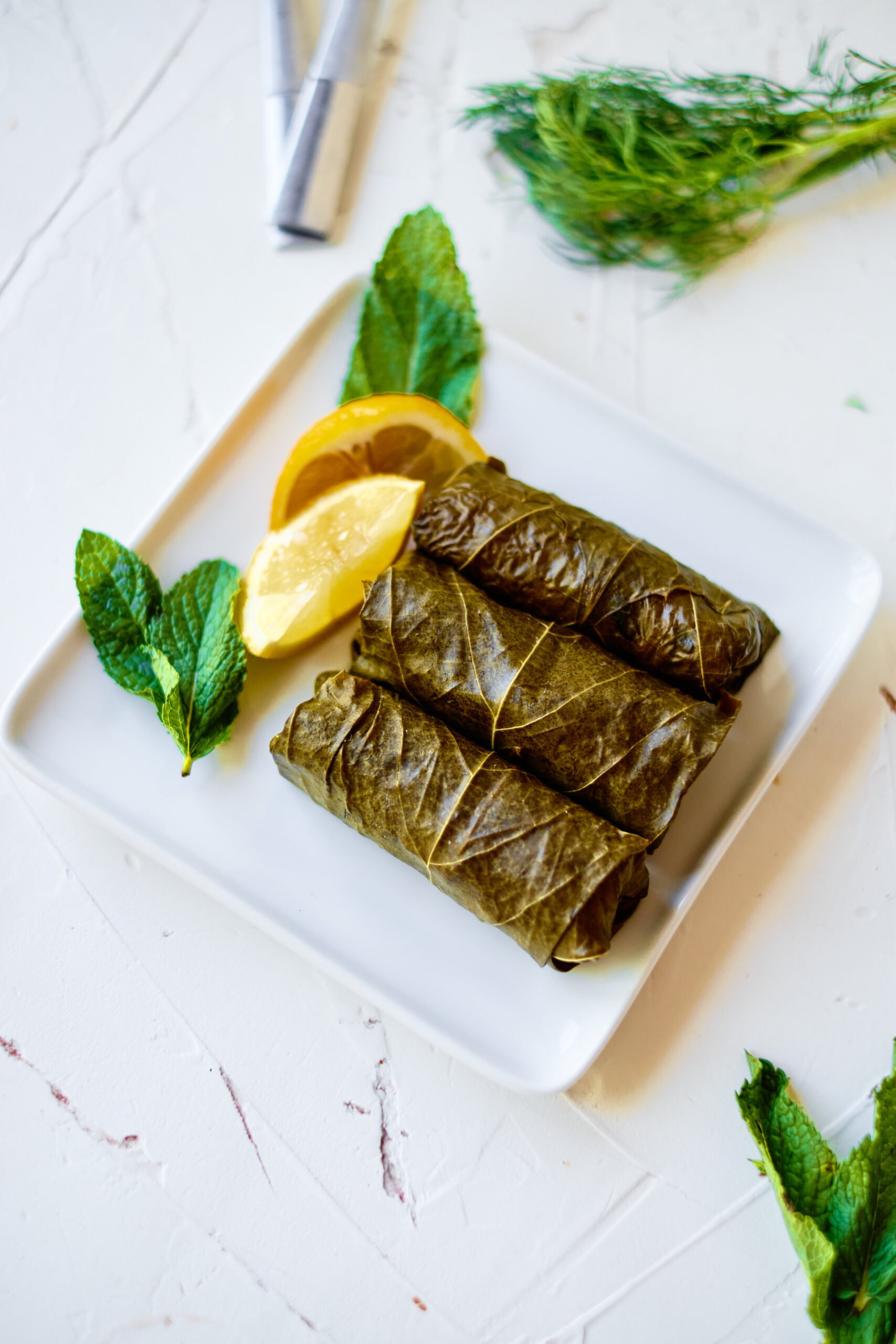 Stuffed Grape Leaves with lemon