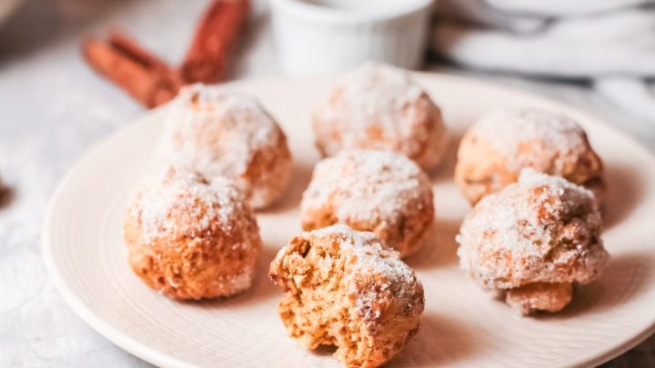 Air Fryer Donut Holes on white plate