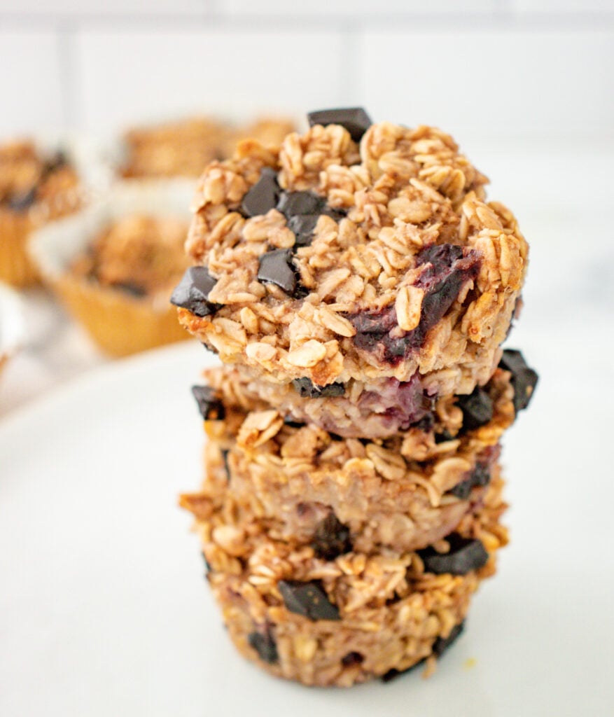 Banana Oatmeal Muffins stacked 