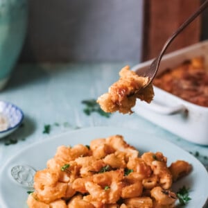Pumpkin Mac and Cheese with fork