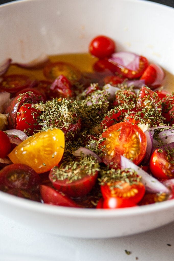 Simple Marinated Tomatoes with herbs 