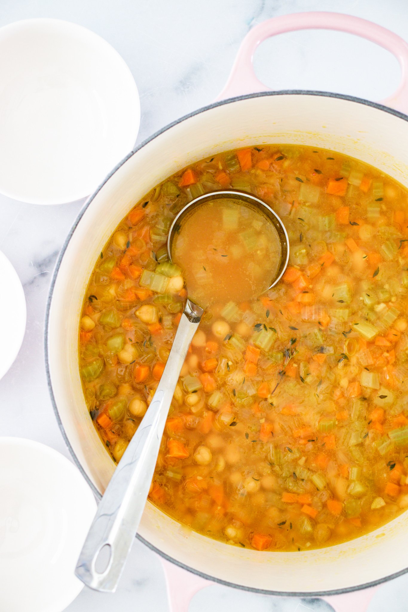 Easy Vegetable Bean Soup Recipe in ladle
