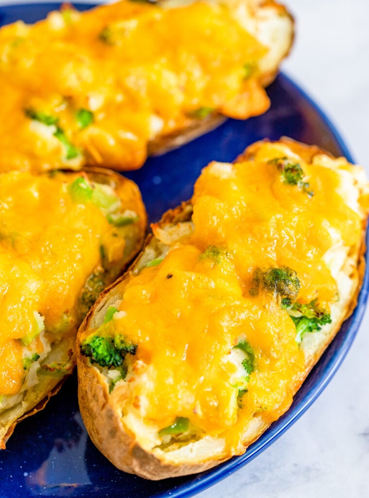 Air Fryer Twice Baked Potato on plate 