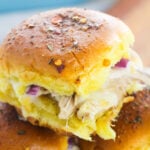 Easy Chicken Sliders on a cutting board
