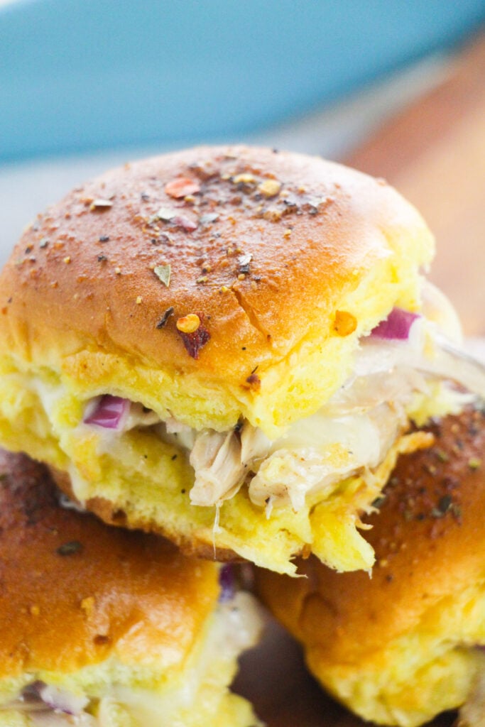 Easy Chicken Sliders on a cutting board