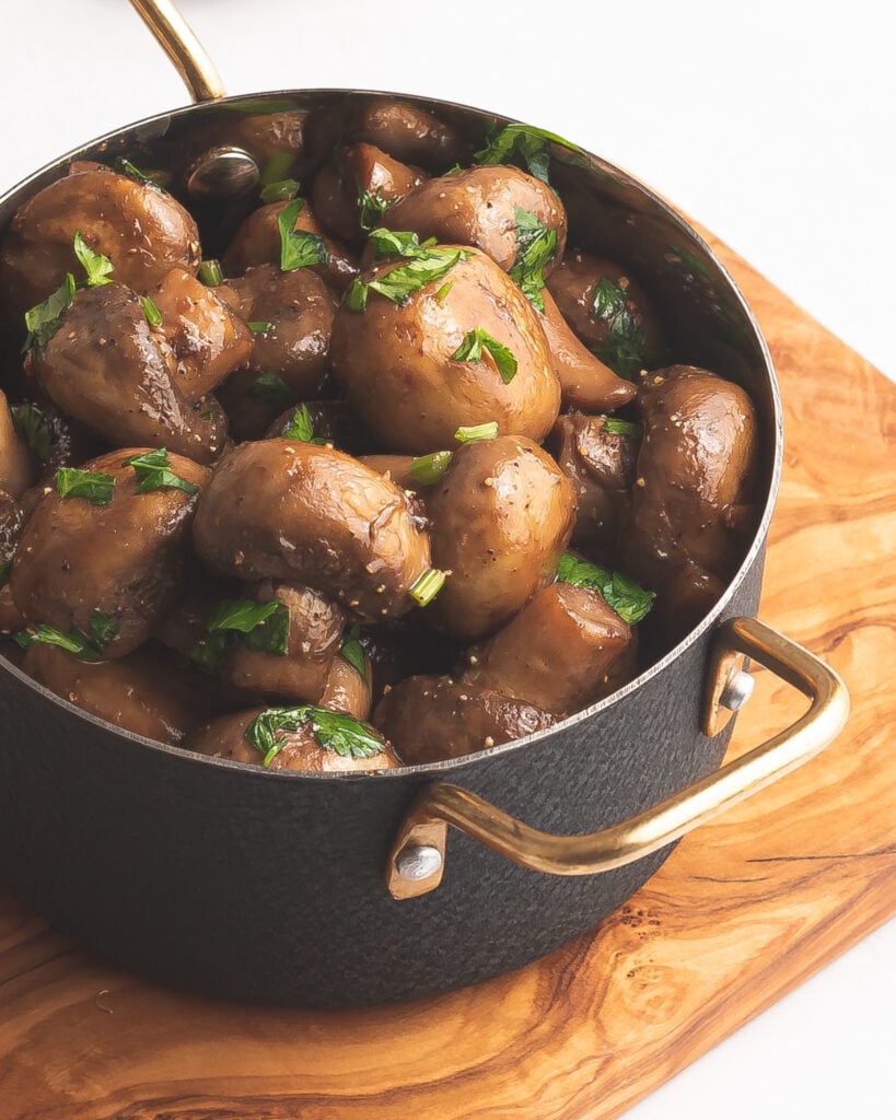 Garlic Sautéed Mushrooms in pot